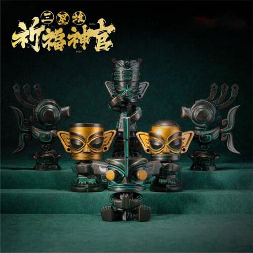Blind Box Toys Original Sanxingdui Blessing Priest Figure 7Style Random Kawaii Surprise Model Guess Dolls 6Pcs/Set