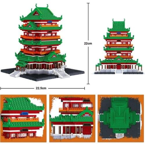 City Creator Tengwang Pavilion Yueyang Tower Model Bricks Famous DIY Architecture Mini Building Blocks Education Toy for kids
