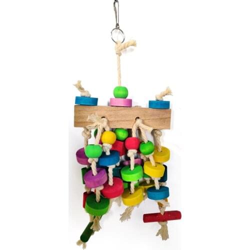 LHXMAS PET TOYS parrot toys toy bird Cotton string colorful beads wooden block bite string stand bar climbing frame
