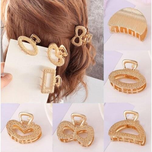 Exquisite Geometric Hair Claw For Sweet Women Girls Clamps Hair Crab Metal Hollow Hair Clip Accessories Headwear Jewelry