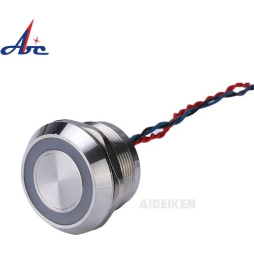 Ring Led 2A 25mm Waterproof IP68 Chamfer Round Head Piezo Switch Push Button Switch