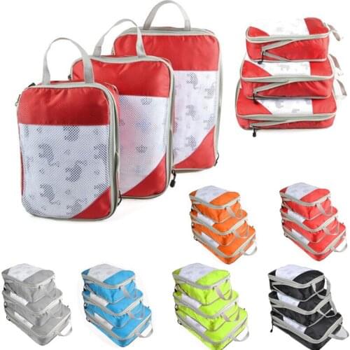 Compressible Storage Bag Set Three-piece Compression Packing Cube Travel Luggage Organizer Foldable Travel Bag Organizer