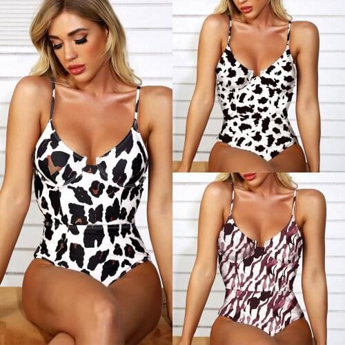 Cow Printed One-piece Sexy Women Summer Swimwear Bikini Swimsuit Women Beach 2021new Swimsuit Bathing Swimming Suit Sweetshirts