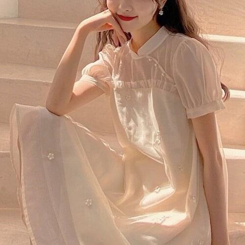 Sweet Vintage Fairy Dress Women Patchwork Designer Ruffles Embroidery Princess Dress for Women 2021 Elegant Korean Party Dresses