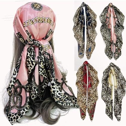Fashion silk scarf female Russian leopard print cashew print square scarf turban woman muslim scarf for silk scarf for women