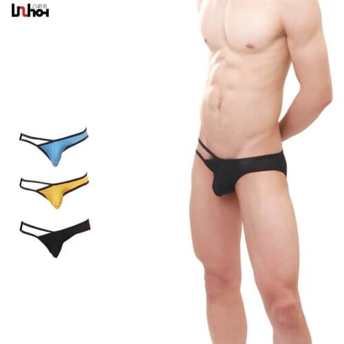 Sexy Gay Underwear Men Briefs Shorts Breathable Mesh Underpants Male U Convex Pouch Low Waist Panties Cueca calzoncillos M-XXL