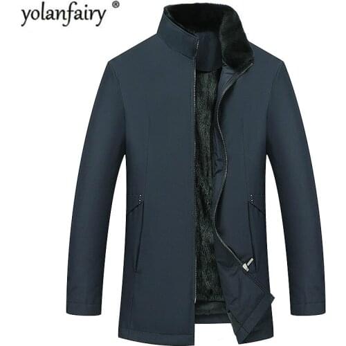 Real Fur Coat Men Natural Mink Fur Liner Parka Warm Winter jackets Mens Mink Fur Coat Plus Size Jacket M18D89007 YY741