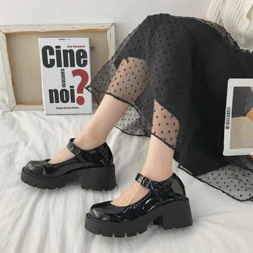 New Student Shoes College Girl Student Shoes JK Uniform Shoes PU Leather Heart-shaped Ankle-strap Mary Jane Shoes