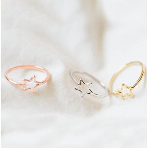 Wholesale 10pc Mini Star Ring Gold Silver Rose Gold Color Knuckling Rings Wedding Ring Bridesmaid Gift Free Shipping