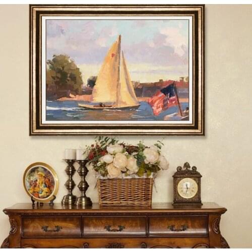 Nordic Style Scenery Abstract Graffiti Seascapes Boat Bird Canvas Painting Sofa Wall Picture Printing Poster Room Decoration