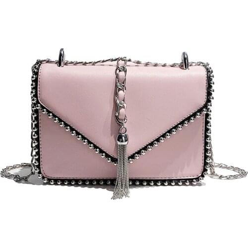 Hot Style Metal Tassel Fashion Chain Purse For Women Shoulder Bag Crossbody messenger bag Pu Leather Pouch Flap Female Bolsa