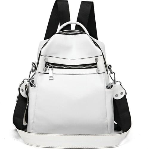 Women Backpack PU Leather School Bags For Teenage Girls Casual Large Capacity Multifunction Vintage White Shoulder Bags 2020 SAC