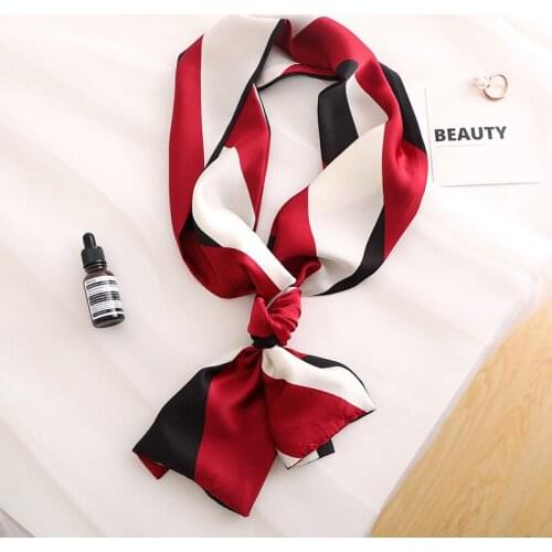 Luxury brand Small Tie Silk Scarf Women Hair Band Kerchief Wrist Ribbons Head Neck Silk Satin Bag Scarfs Long Skinny Scarves