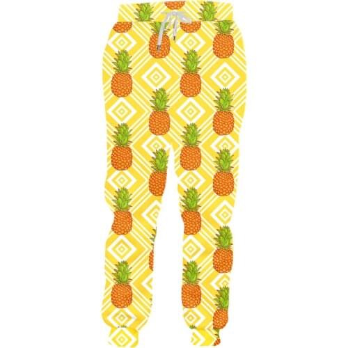 OGKB Mens Jogging New 3D Pants Hot Sale Orange Pineapples Printed Sport Fruit Harajuku Casual Sweatpants Oversized Wholesale
