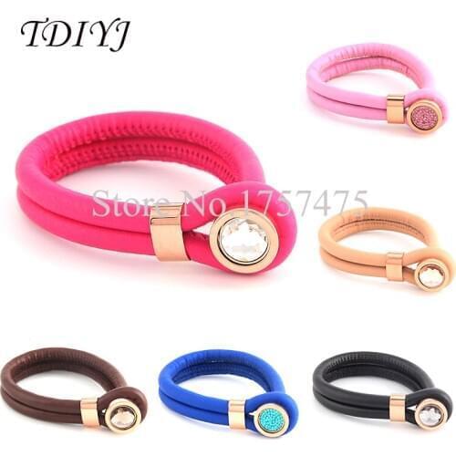 TDIYJ European Style (10 pieces/lot) My Coin Mixed Genuine Lambskin Leather Bracelets with Magnetic Dome Coin in Women Jewelry