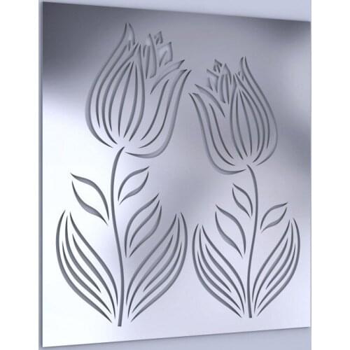 Tulip flower decorative wall mirror sticker decoration , 3D acrylic room wall mirror sticker decal , wall mirror stickers