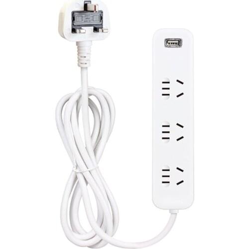 1.2M UK Extension Cable Smart Power Socket Portable Strip Plug Adapter with 1 USB Port Multifunctional Smart Home Network Filter