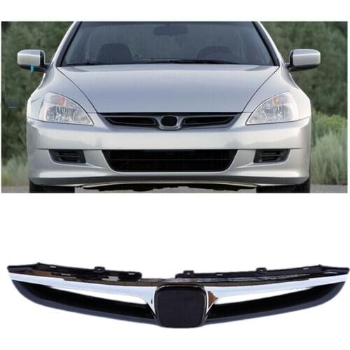 Car Front Bumper Upper Grille with Chrome Trim Fits for Honda Accord 4DR Seden 2006 2007 71121-SDA-A10ZA