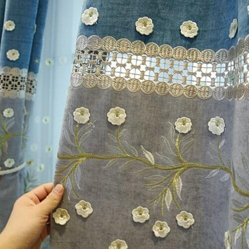 European Style Light Luxury Classical Splicing Curtains Embroidered Jacquard Curtains for Living Room Bedroom Relief Curtain