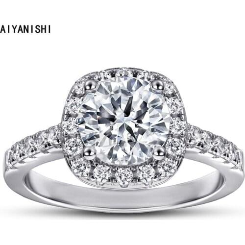 AIYANISHI High Quality 925 Sterling Silver Wedding Rings 1.25ct Sona Diamond Finger Rings for Women Silver Engagement Jewelry