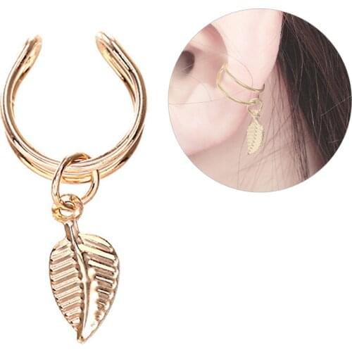 1 PC Pendant Earring Fashion Hollow Leaf Non Piercing Clip On Earring Jewelry Earring For Women Girls Non-Piercing Cartilage