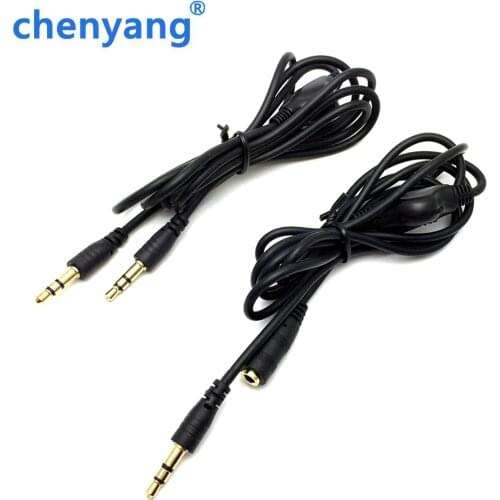 1M 3.5mm Male to 3.5 male / Female Audio Extension Cable with volume control for iphone 5 6 plus samsung earphone