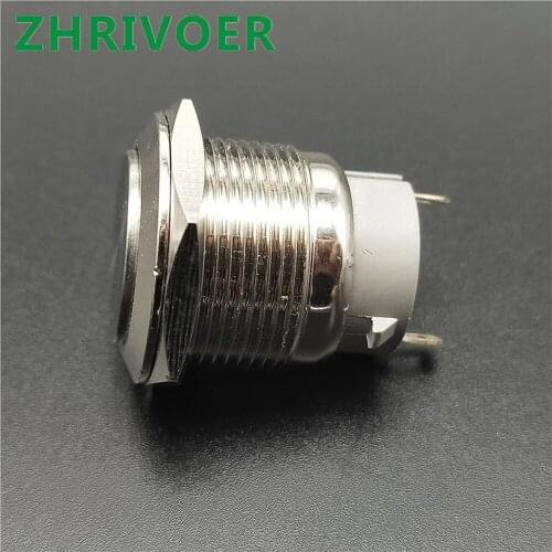 1pcs 19mm car nickel-plated brass metal push button switch button high head 1 without instantaneous