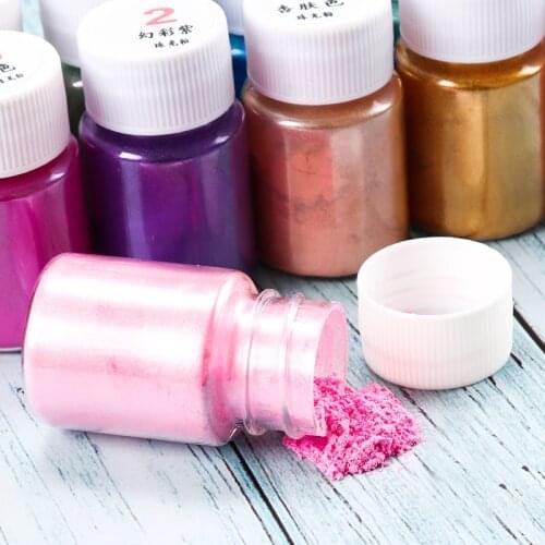 10g 24 Color Pigment Supplies Art Pearl Powder Mica Shine Nail Supplies Decor Mucus Accessories DIY Crystal Polymer Clay Molds