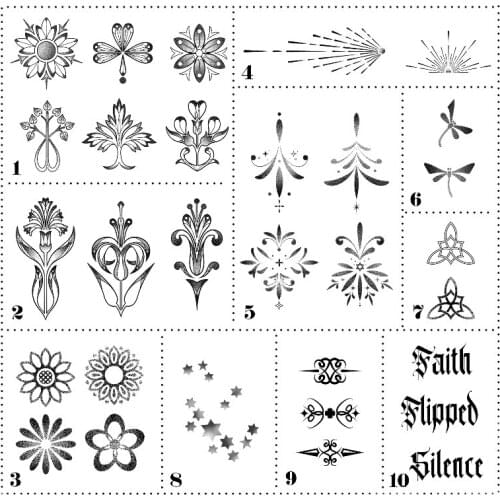 100MM×120MM Mini Value Combination Tattoo Sticker Waterproof Men and Women Long Lasting Dark Gothic