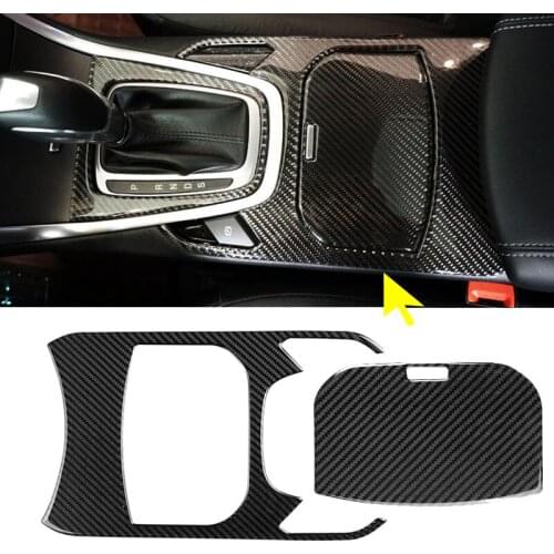 2pcs For Ford Edge 2015-2017 carbon fiber Interior Water Cup Holder Shield Decorative Trim Car Styling