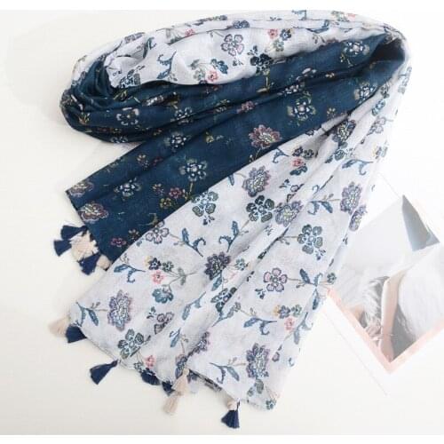 2019 Women Floral Pattern Quality Cotton Tassel Scarf 10pcs/lot
