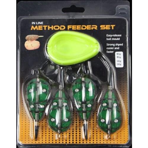 4pcs Fishing Feeders Inline Method Feeders With Mould Set For Carp Foshing Tackle Tools Fishing Tackle Pesca Iscas Accessories