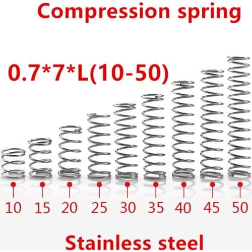 50pcs/lot 0.7*7*10/15/20/25/30/35/40/45/50mm spring 0.7mm stainless steel Micro small Compression spring