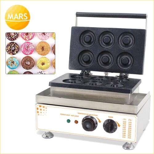 110V 220V 6pcs Non-stick Commercial Electric Donut Waffle Maker Machine Doughnut Baking Machine With Timer