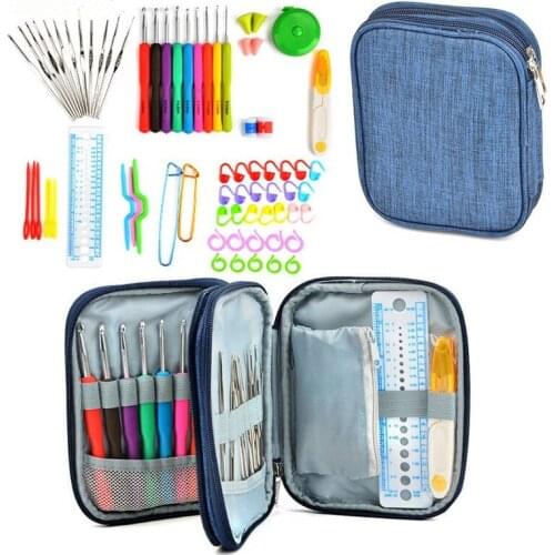 72pcs/Set Crochet Hooks Rubber Handle DIY Craft Sewing Tools Knitting Needles Aluminum knitting tools