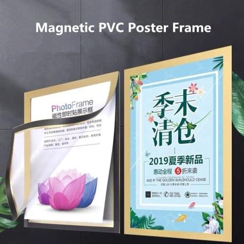 A4 Strong Magnetic Sign Holder Self-Adhesive Frames Durable PVC Poster Display Frame For Office Wall/Door/Window/Refrigerator
