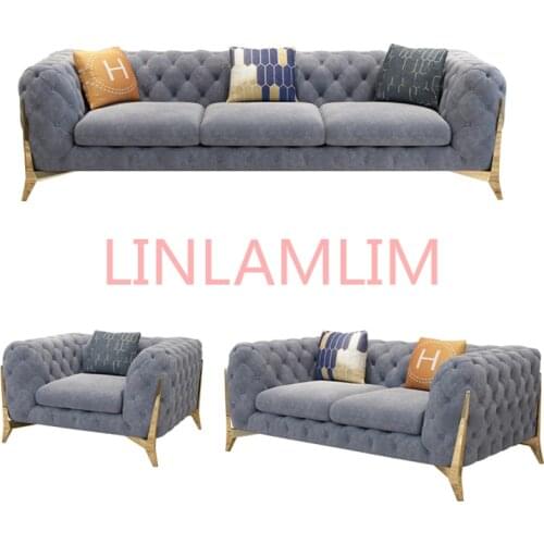Velvet hanf linen hemp fabric sectional sofas Living Room Sofa set multifunctional alon couch puff asiento muebles de sala cana