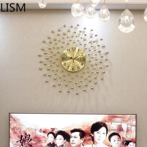Large Wall Clock Metal Living Room Creative Gold Silent Luxury Home Loft Wall Clock Modern Design Wall Stickers Reloj De Pared