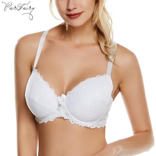 PariFairy French Style Bra Sexy Deep V Lace Girls Bh Underwired Thin Cup Women Underwear Adjustable Lingerie Soft Cotton Bras