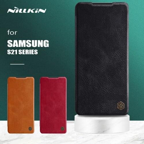 Nillkin for Samsung Galaxy S21 Ultra Case Qin Flip Leather Case Wallet Card Slot Protective Cover for Samsung S21 S21 Plus 5G