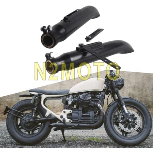 1 Pair Black Motorcycle Turn Out Exhaust Muffler Iron Pipe Tapered Silencer Slash Cut for Harley Chopper Cafe Racer