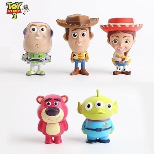 Disney 5pcs/set Toy Story 3 Buzz Lightyear Woody Jessie Q Version 7cm PVC Action Figures Dolls Kids Toys model for Children gift