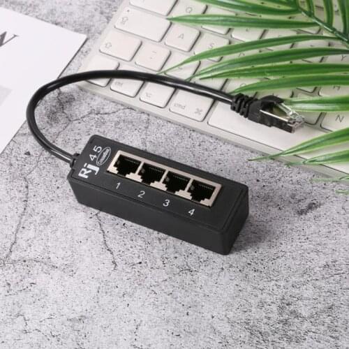 Ethernet Adapter RJ45 1 Male To 4 Female LAN Port Cable Extension Connector Internet Connection Splitter Adapter Cable Converter
