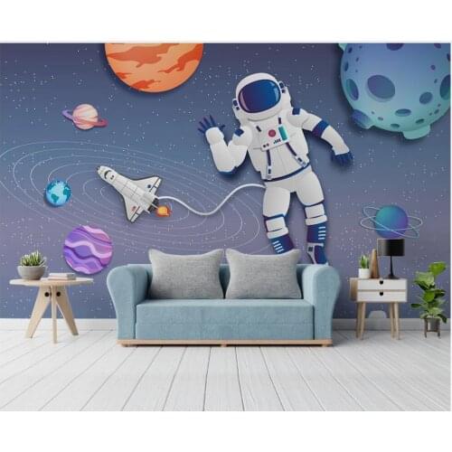 Custom mural 3d wall mural on the wall Space Milky Way Rocket Astronaut Childrens Room photo wallpaper in the living room