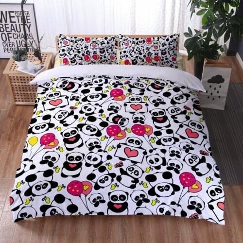 3D Printing Comfort Panda Bedding Set Duvet Cover Pillowcase Home Textile Bedroom Full Size Kids Teen Bed Linens Queen 3Pcs