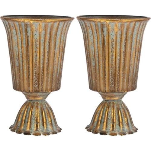 2Pcs Iron Wrought Vases Artificial Flower Containers Office Desktop Decorations Artificial Flower Vase Iron Wrought Flowerpot