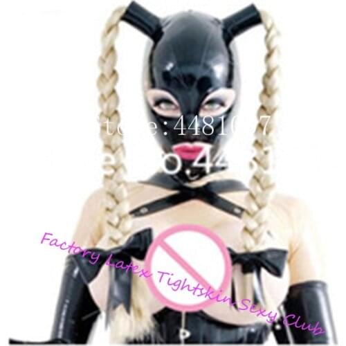 Latex Mask Rubber Hood with Two Braid Wigs Michael Myers Mask cosplay mask Latex Headgear Customized XS-XXL