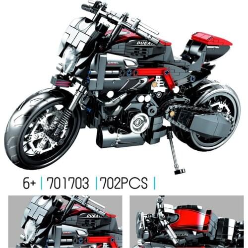 Scale motorcycle Technical building block Ducatis Diavels model vehicle steam assembly motor bricks toys collection for gifts