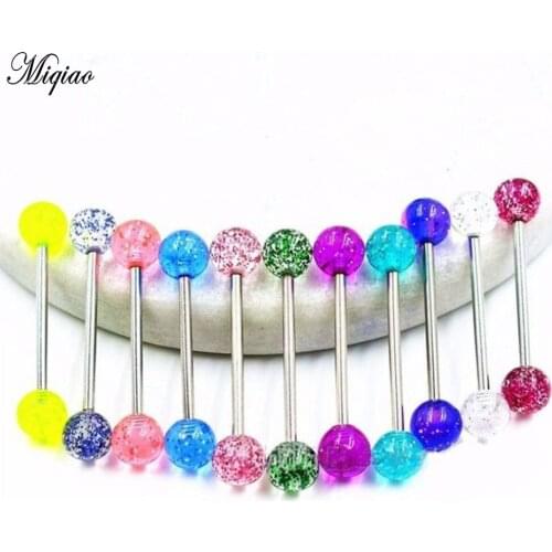 Miqiao 7pcs Hot Sale Acrylic Sequin Tongue Nail Body Piercing Jewelry