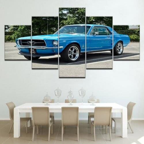 5 panel Modular HD Printed mustang muscle car Painting on canvas Bedroom home decoration print poster picture canvas Artwork
